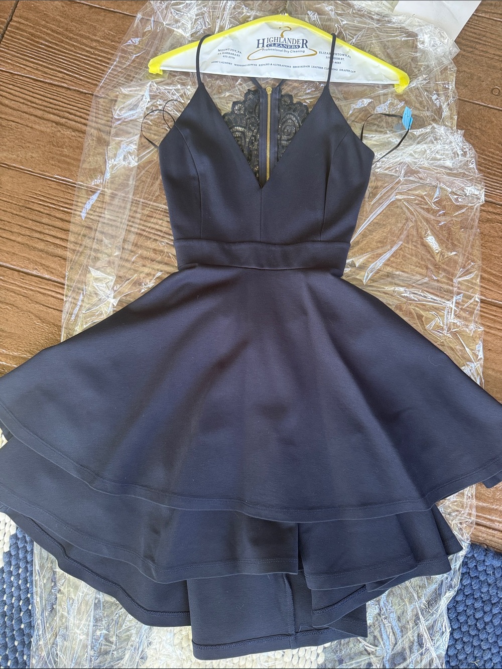 Windsor Navy Lace-Back Spaghetti Strap Fit & Flare Dress